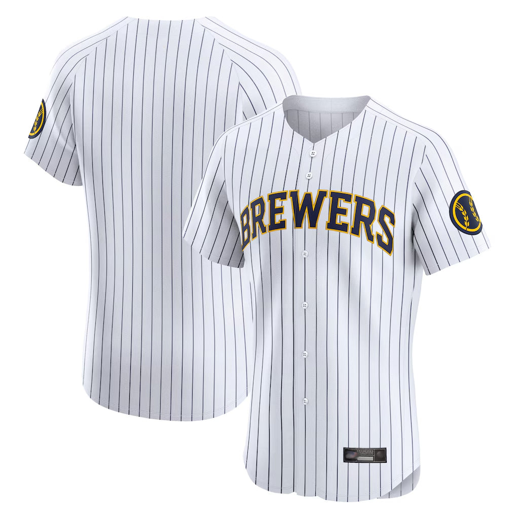 BIPIHUC M.Brewers Blank Player White Stripes Home Limited Elite Stitched Jerseys