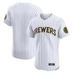 BIPIHUC M.Brewers Blank Player White Stripes Home Limited Elite Stitched Jerseys