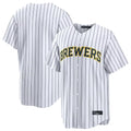 BIPIHUC M.Brewers Blank Player White Stripes Home Limited Stitched Jerseys