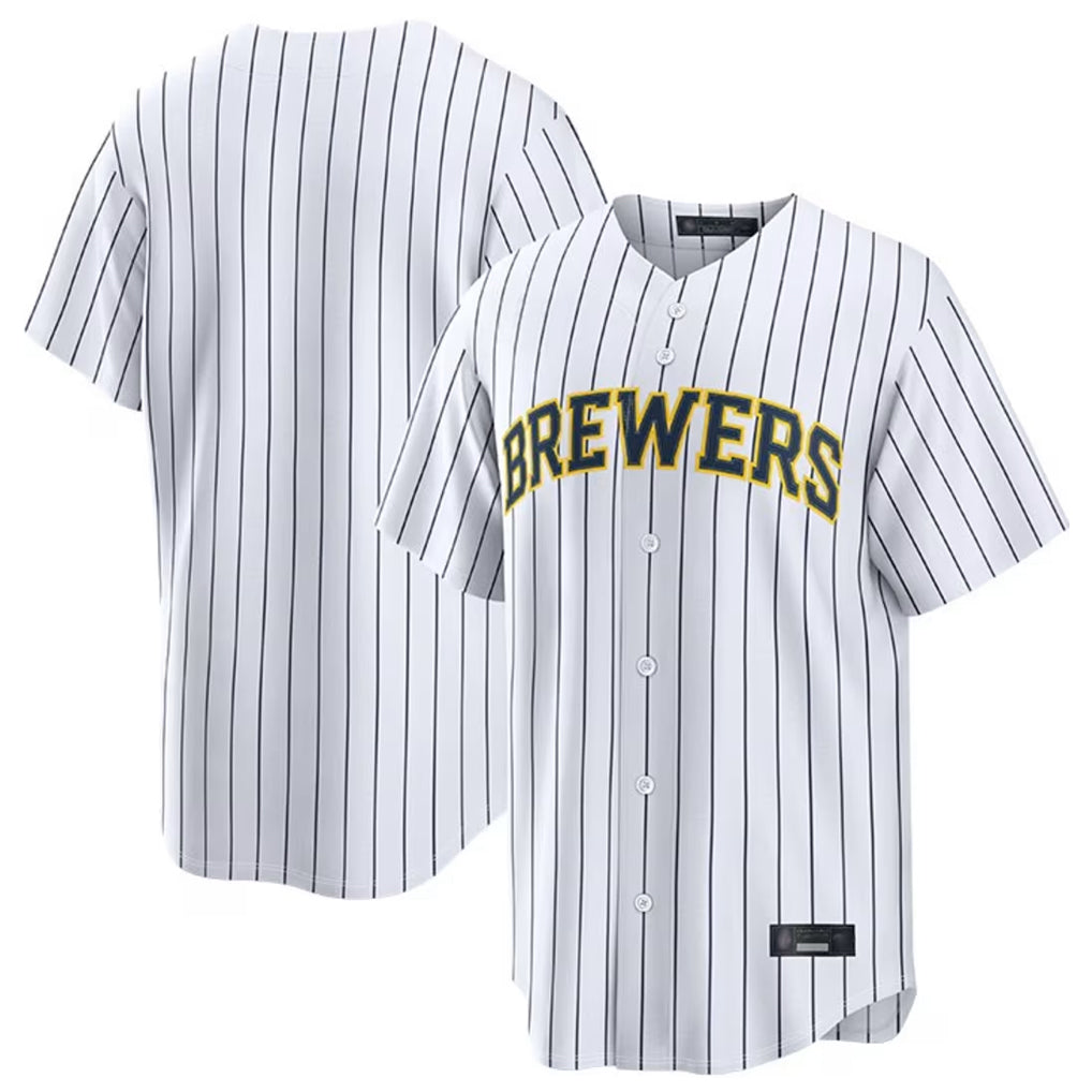BIPIHUC M.Brewers Blank Player White Stripes Home Limited Stitched Jerseys
