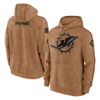 BIPIHUC M.Dolphins Brown Salute to Service Hoodies Limited Game Blank Player Stitched Jerseys