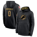 BIPIHUC M.Dolphins #0 Ollie Gordon II Player Black Salute to Service Hoodies Limited Game Stitched Jerseys