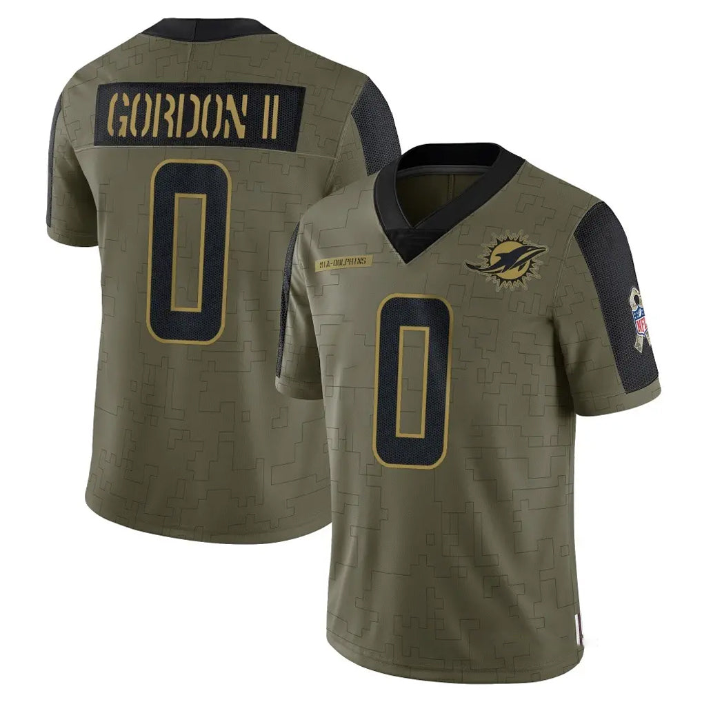 BIPIHUC M.Dolphins #0 Ollie Gordon II Player Olive Salute To Service Limited Game Stitched Jerseys