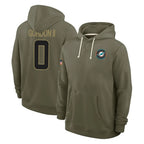 BIPIHUC M.Dolphins #0 Ollie Gordon II Player Olive Salute to Service Pullover Hoodies Limited Stitched Jerseys