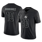 BIPIHUC M.Dolphins #10 Jacob Rodriguez Player Black Reflective Limited Game Stitched Jerseys