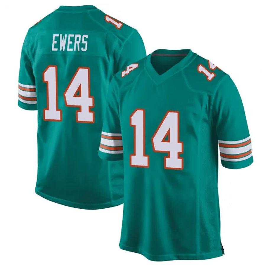 BIPIHUC M.Dolphins #14 Quinn Ewers Player Aqua Game Stitched Jerseys