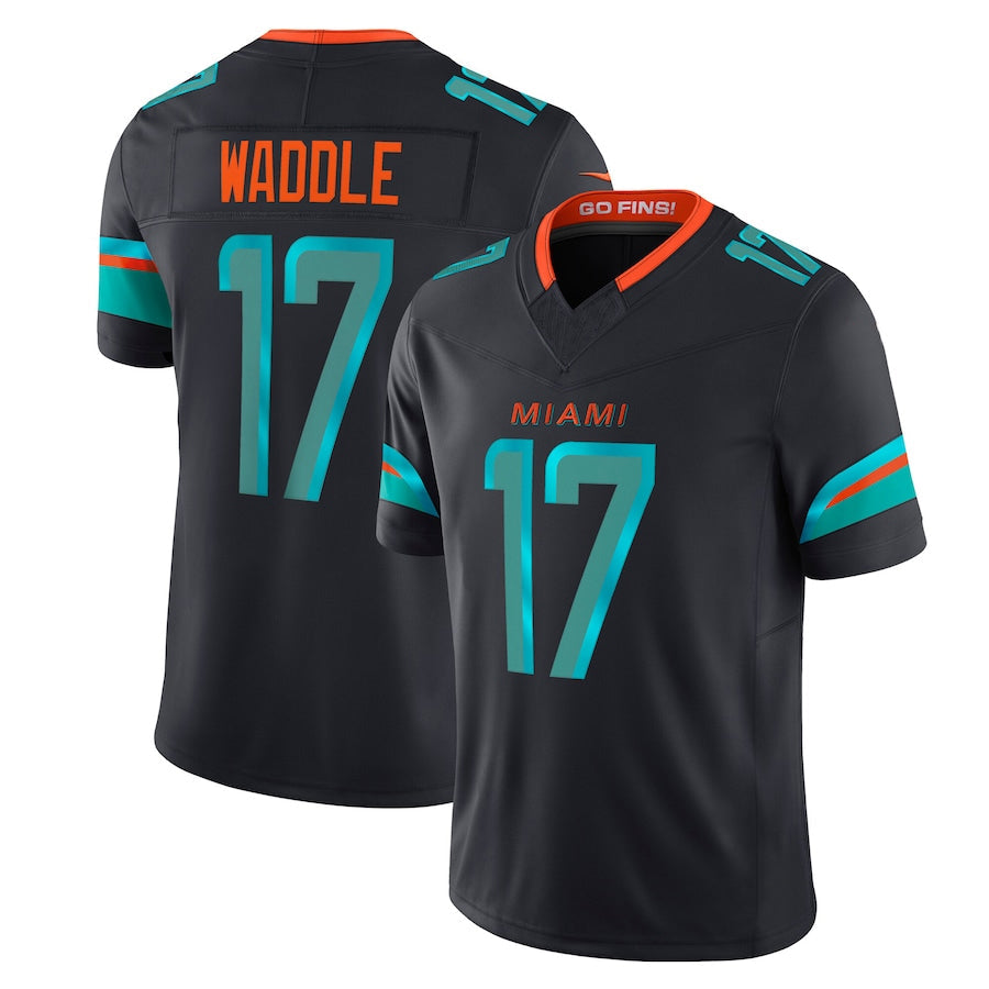 BIPIHUC M.Dolphins #17 Jaylen Waddle Player Blue Rivalries Collection Vapor Limited Stitched Jerseys
