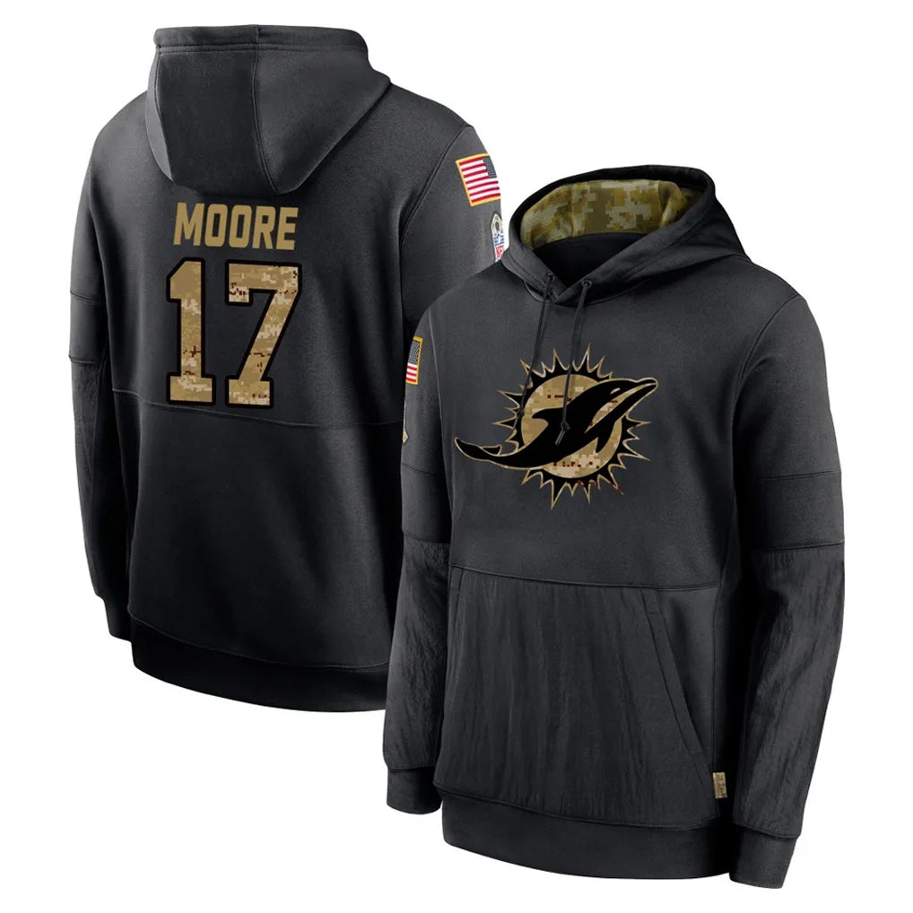 BIPIHUC M.Dolphins #17 Trey Moore Player Black Salute to Service Hoodies Limited Game Stitched Jerseys