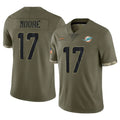 BIPIHUC M.Dolphins #17 Trey Moore Player Olive Salute To Service Limited Stitched Jerseys