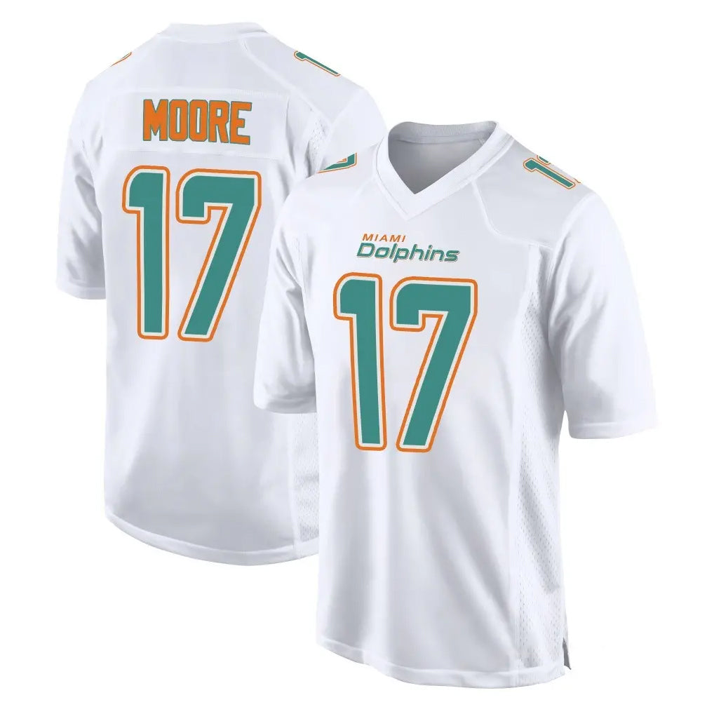 BIPIHUC M.Dolphins #17 Trey Moore Player White Fashion Home Game Stitched Jerseys