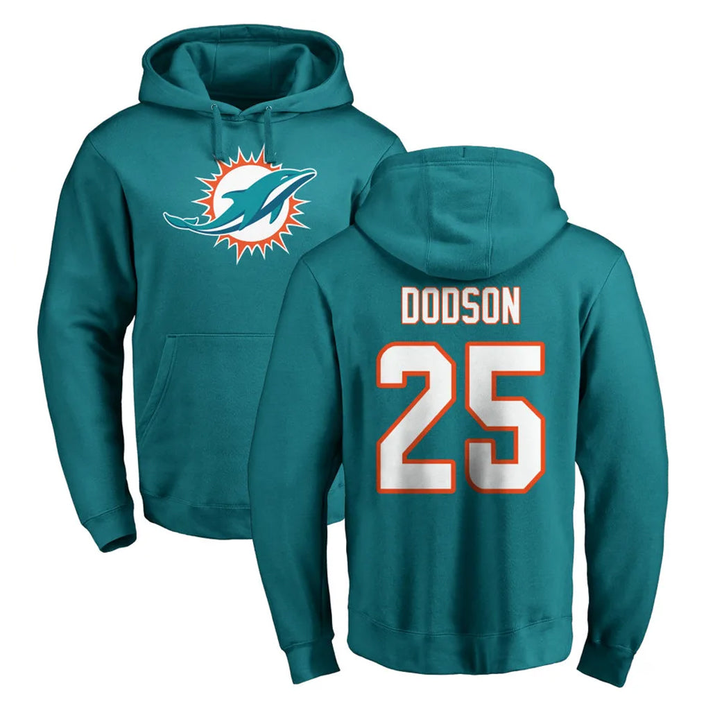 BIPIHUC M.Dolphins #25 Tyrel Dodson Player Aqua LOGO Pullover Hoodies Limited Stitched Jerseys