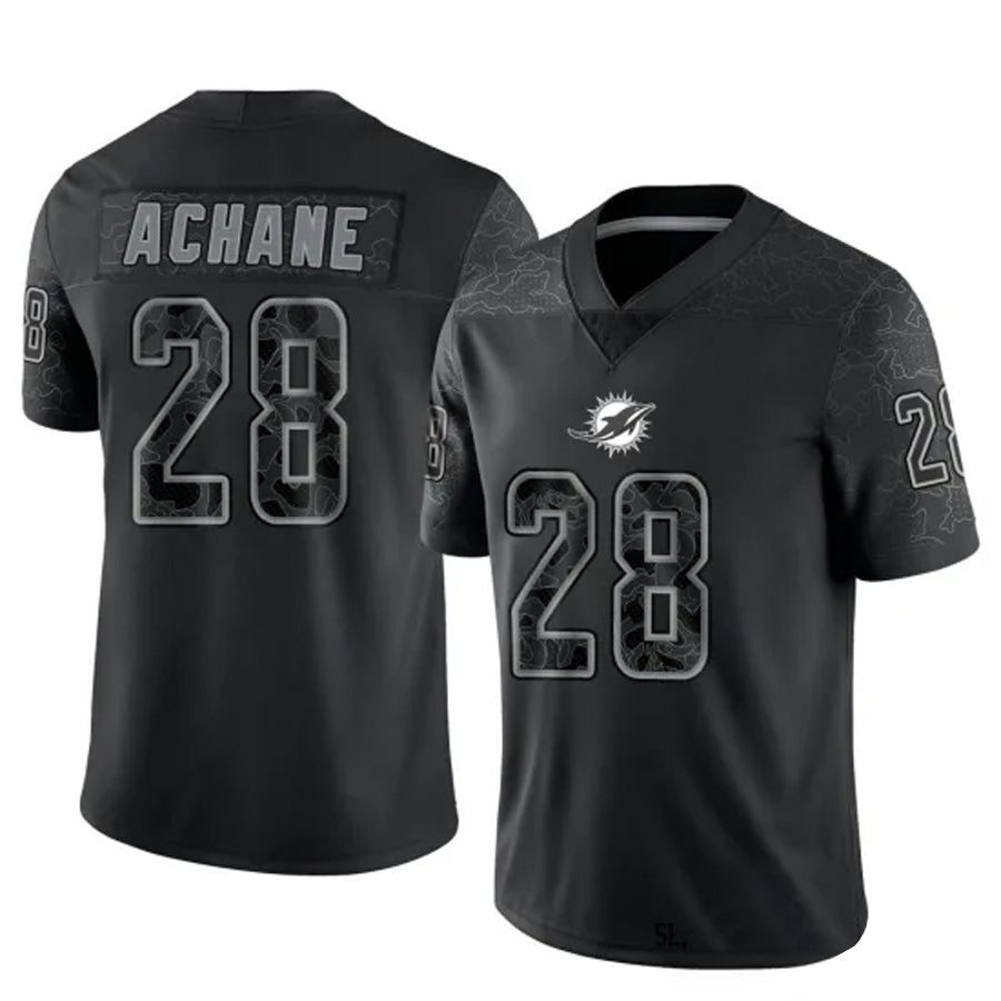 BIPIHUC M.Dolphins #28 De??£¤Von Achane Player Black RFLCTV Limited Stitched Jerseys