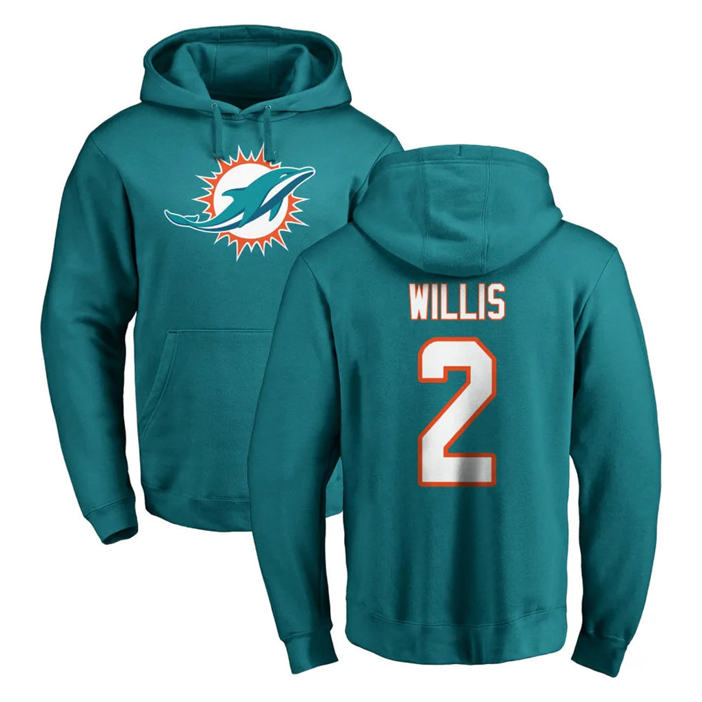 BIPIHUC M.Dolphins #2 Malik Willis Player Aqua LOGO Pullover Hoodies Limited Stitched Jerseys