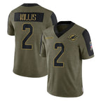 BIPIHUC M.Dolphins #2 Malik Willis Player Olive Salute To Service Limited Game Stitched Jerseys
