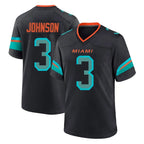 BIPIHUC M.Dolphins #3 Chris Johnson Player Black Pitch Rivalries Collection Home Game Stitched Jerseys