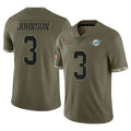 BIPIHUC M.Dolphins #3 Chris Johnson Player Olive Salute To Service Limited Stitched Jerseys