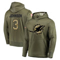 BIPIHUC M.Dolphins #3 Chris Johnson Player Olive Salute to Service Pullover Hoodies Home Game Stitched Jerseys