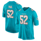 BIPIHUC M.Dolphins #52 Patrick Paul Player Aqua Home Game Stitched Jerseys