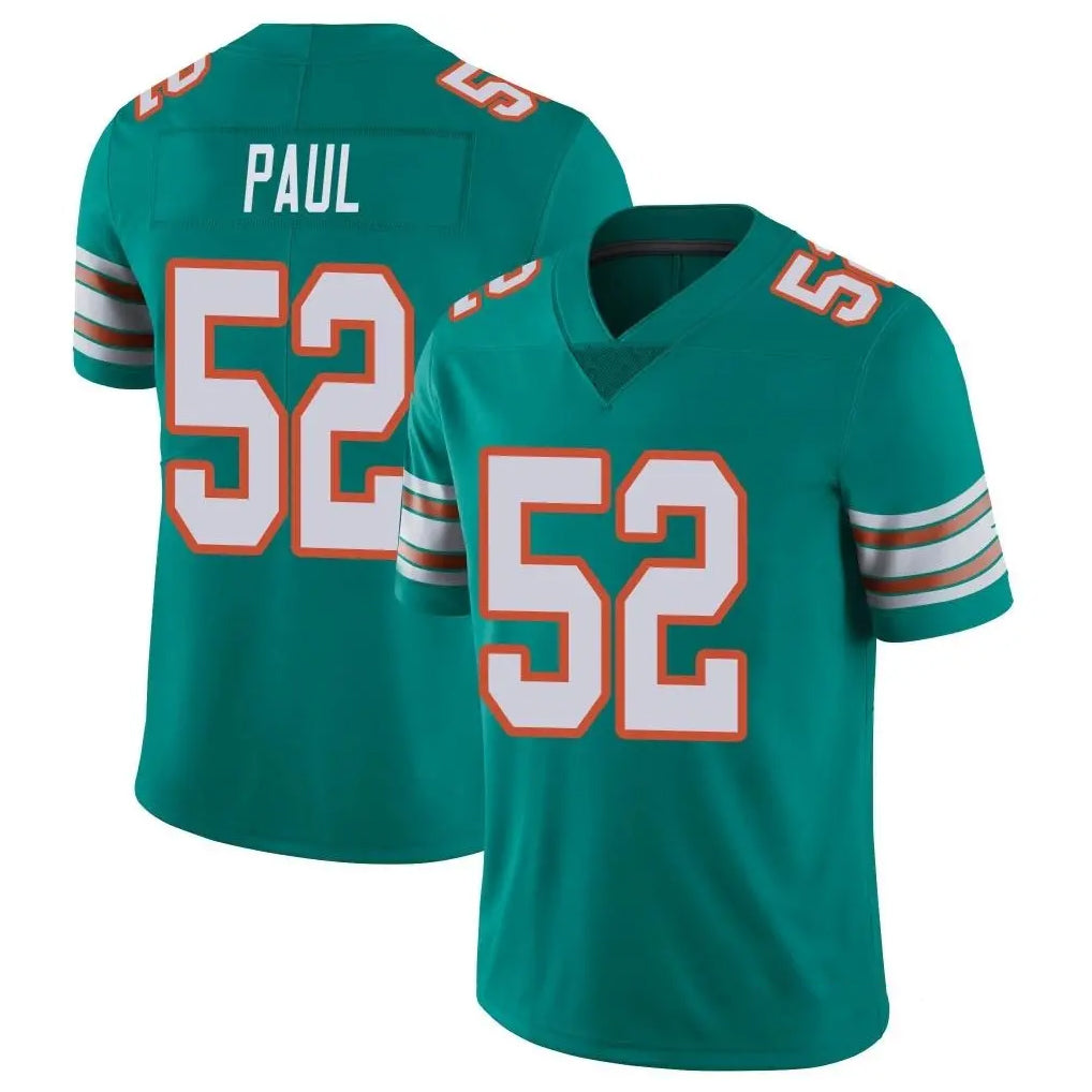 BIPIHUC M.Dolphins #52 Patrick Paul Player Aqua Limited Alternate Vapor Untouchable Home Game Stitched Jerseys