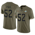 BIPIHUC M.Dolphins #52 Patrick Paul Player Olive Salute To Service Limited Stitched Jerseys