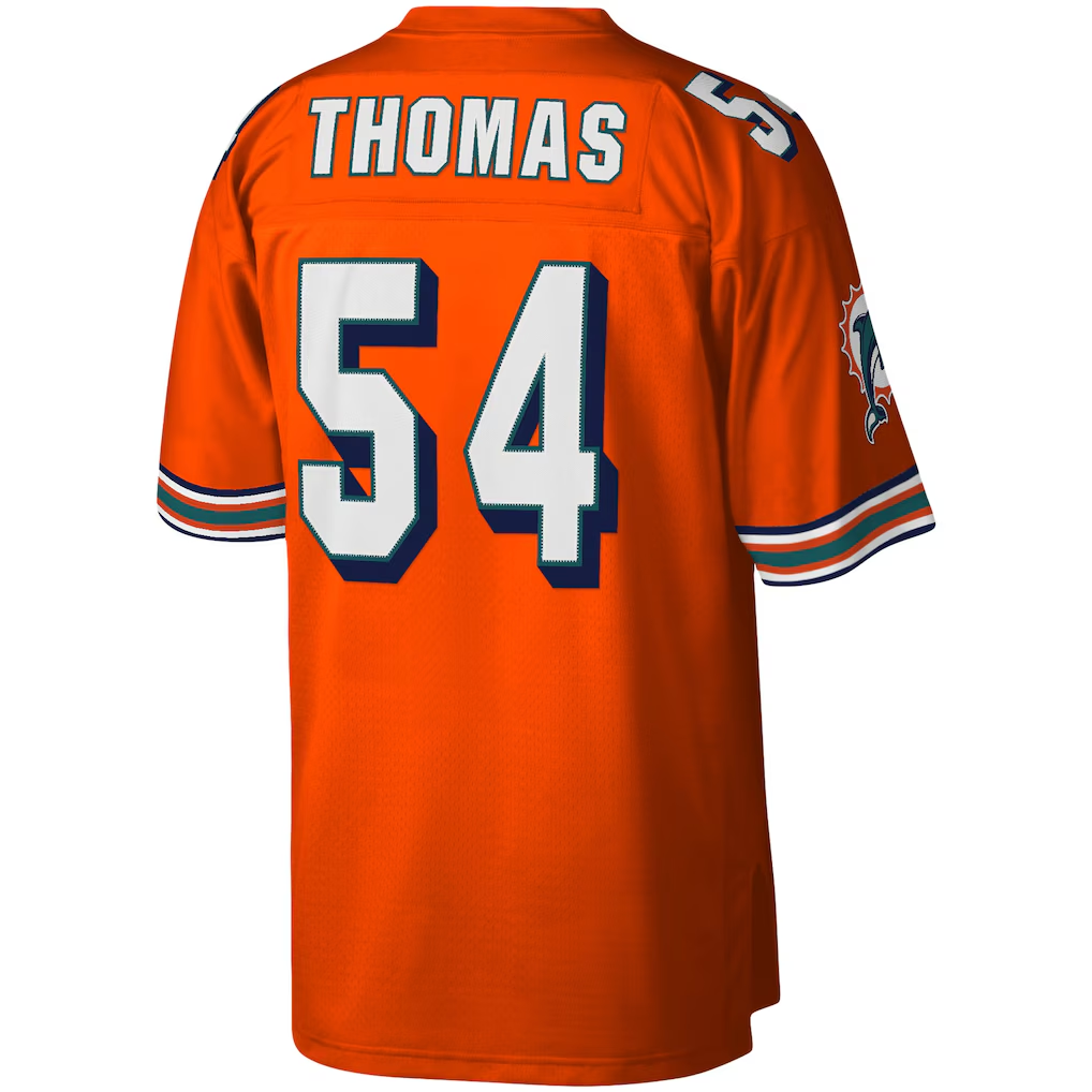 BIPIHUC M.Dolphins #54 Zach Thomas Mitchell & Ness Orange Legacy Replica Stitched Puhic Jersey