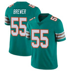 BIPIHUC M.Dolphins #55 Aaron Brewer Player Aqua Limited Alternate Vapor Untouchable Home Game Stitched Jerseys