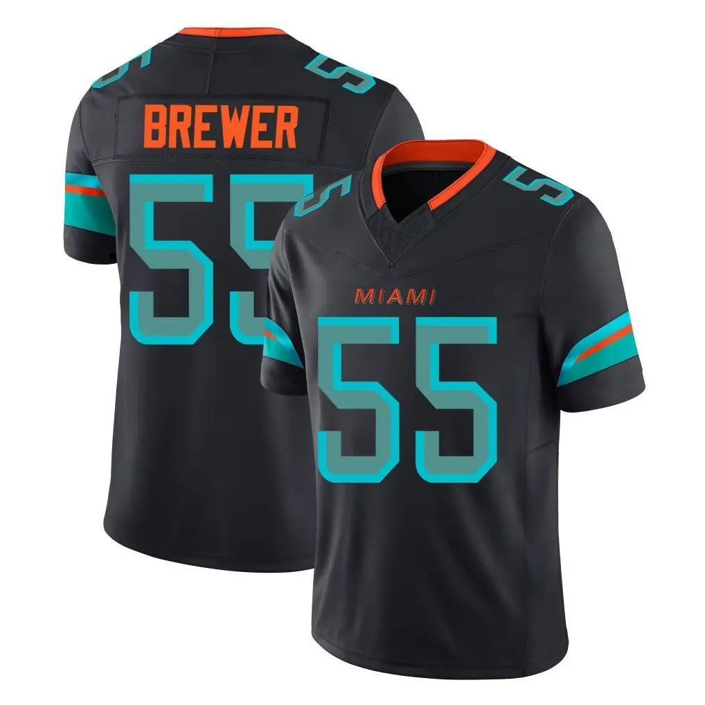 BIPIHUC M.Dolphins #55 Aaron Brewer Player Black Limited Pitch Rivalries Collection Home Game Stitched Jerseys