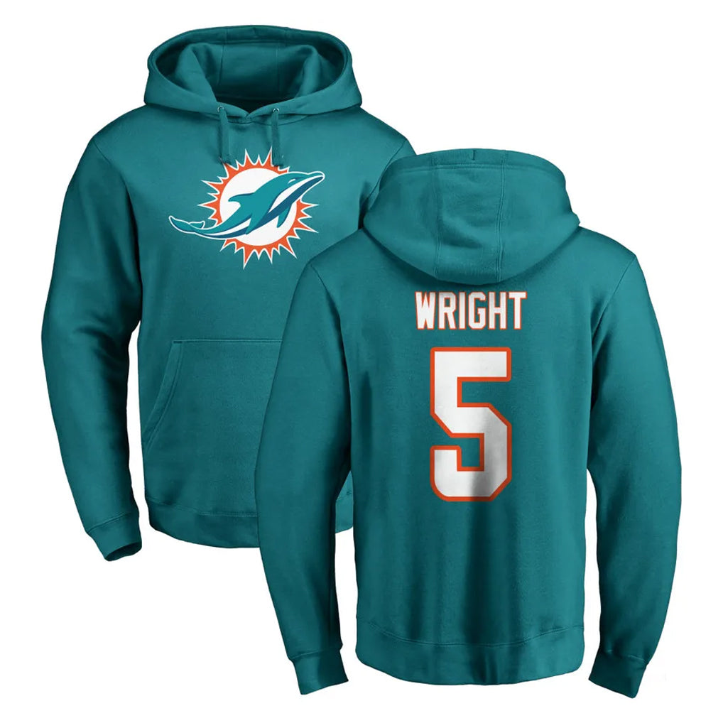 BIPIHUC M.Dolphins #5 Jaylen Wright Player Aqua LOGO Pullover Hoodies Limited Stitched Jerseys