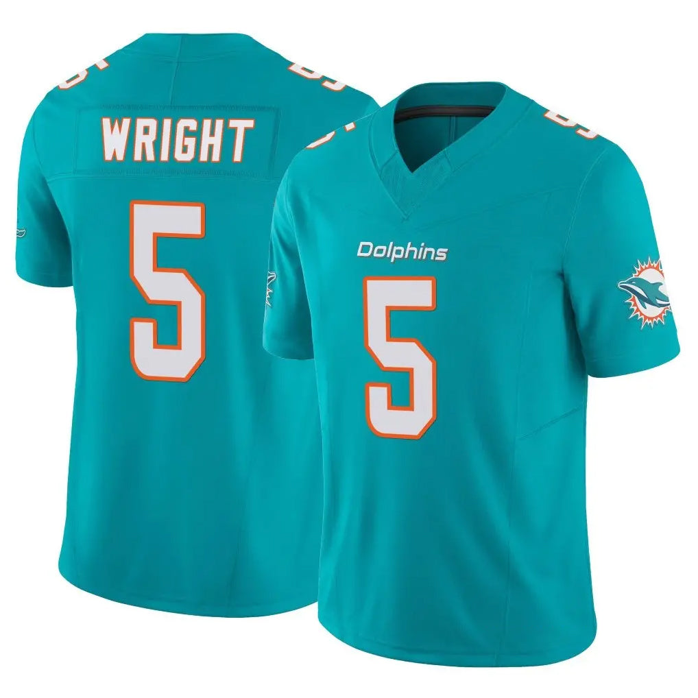 BIPIHUC M.Dolphins #5 Jaylen Wright Player Aqua Limited Vapor F.U.S.E. Home Game Stitched Jerseys
