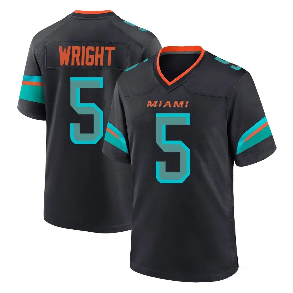 BIPIHUC M.Dolphins #5 Jaylen Wright Player Black Pitch Rivalries Collection Home Game Stitched Jerseys