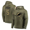 BIPIHUC M.Dolphins #5 Jaylen Wright Player Olive Salute to Service Pullover Hoodies Home Game Stitched Jerseys