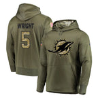 BIPIHUC M.Dolphins #5 Jaylen Wright Player Olive Salute to Service Pullover Hoodies Home Game Stitched Jerseys