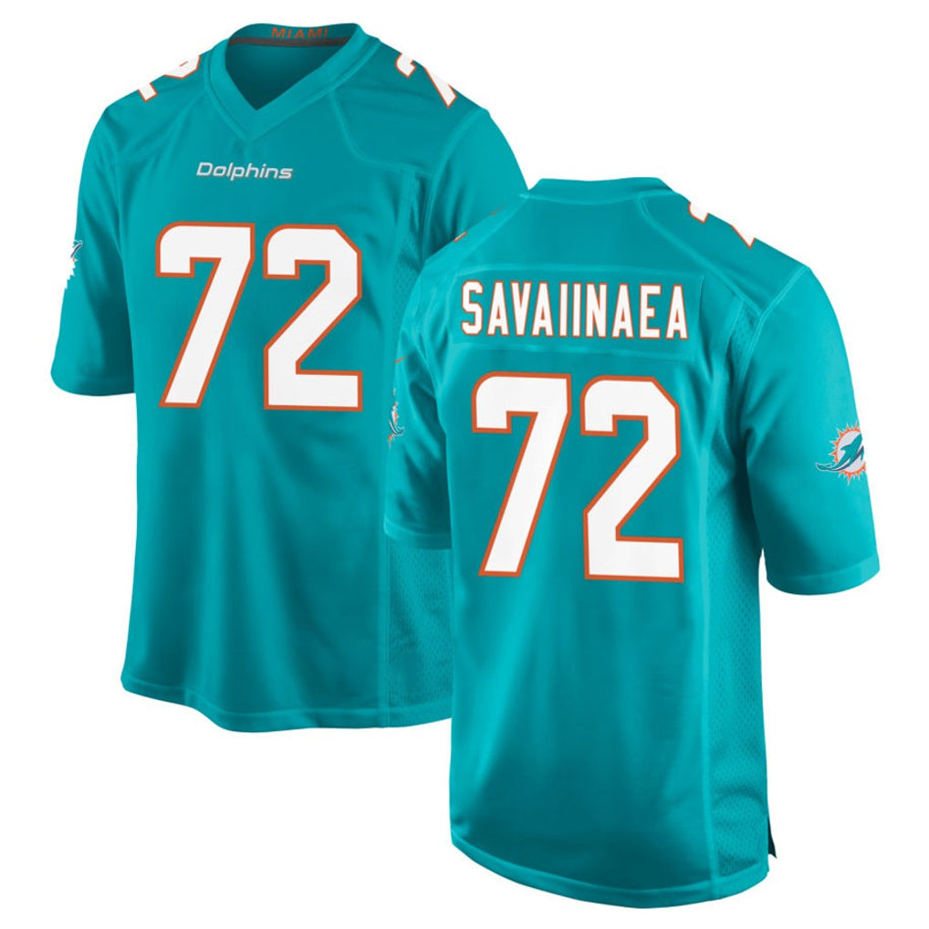 BIPIHUC M.Dolphins #72 Jonah Savaiinaea Player Aqua Home Game Stitched Jerseys