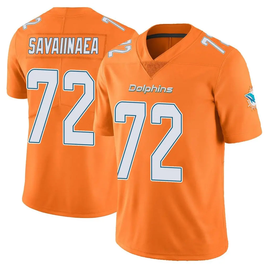 BIPIHUC M.Dolphins #72 Jonah Savaiinaea Player Orange Limited Home Game Stitched Jerseys