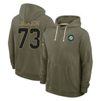 BIPIHUC M.Dolphins #73 Austin Jackson Player Olive Salute to Service Pullover Hoodies Limited Stitched Jerseys