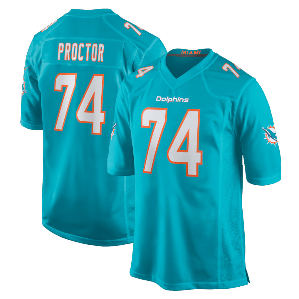 BIPIHUC M.Dolphins #74 Kadyn Proctor Player Aqua Home Game Stitched Jerseys