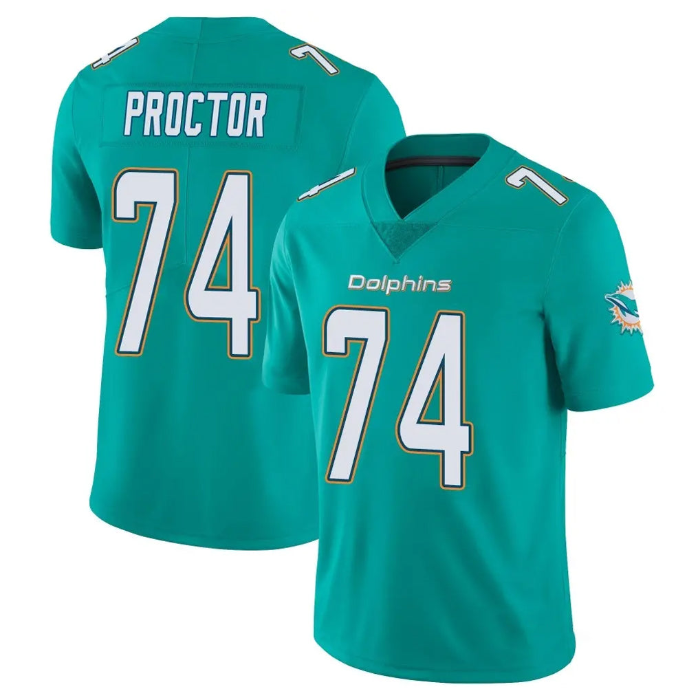 BIPIHUC M.Dolphins #74 Kadyn Proctor Player Aqua Limited Vapor Untouchable Home Game Stitched Jerseys
