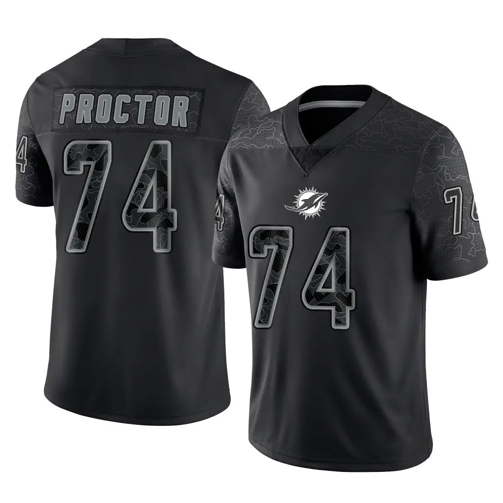 BIPIHUC M.Dolphins #74 Kadyn Proctor Player Black Reflective Limited Game Stitched Jerseys