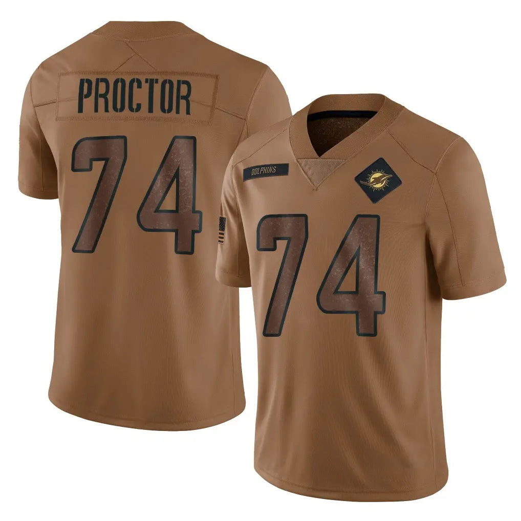 BIPIHUC M.Dolphins #74 Kadyn Proctor Player Brown Salute To Service Limited Stitched Jerseys