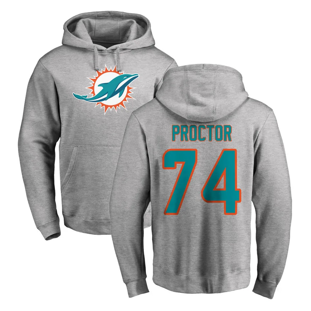 BIPIHUC M.Dolphins #74 Kadyn Proctor Player Gray LOGO Pullover Hoodies Limited Stitched Jerseys