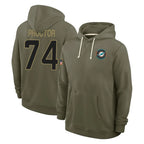 BIPIHUC M.Dolphins #74 Kadyn Proctor Player Olive Salute to Service Pullover Hoodies Limited Stitched Jerseys