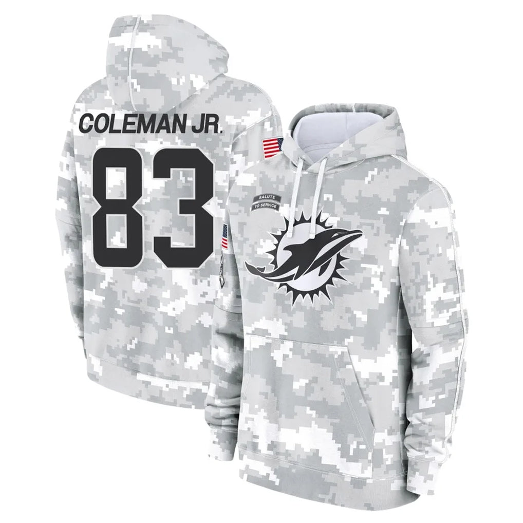 BIPIHUC M.Dolphins #83 Kevin Coleman Jr. Player Arctic Camo Salute to Service Hoodies Limited Game Stitched Jerseys