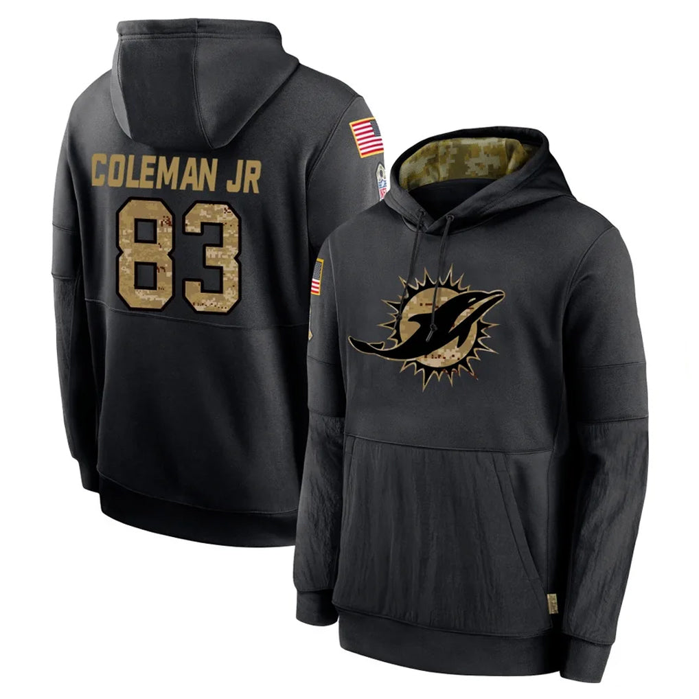 BIPIHUC M.Dolphins #83 Kevin Coleman Jr. Player Black Salute to Service Hoodies Limited Game Stitched Jerseys