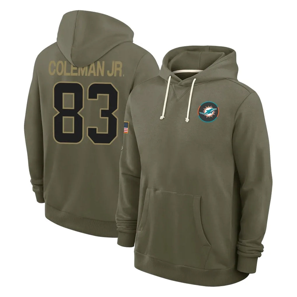 BIPIHUC M.Dolphins #83 Kevin Coleman Jr. Player Olive Salute to Service Pullover Hoodies Limited Stitched Jerseys