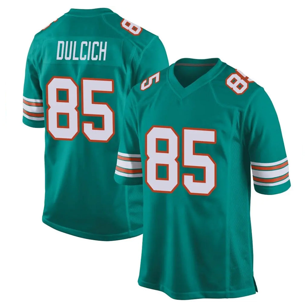BIPIHUC M.Dolphins #85 Greg Dulcich Player Aqua Alternate Home Game Stitched Jerseys