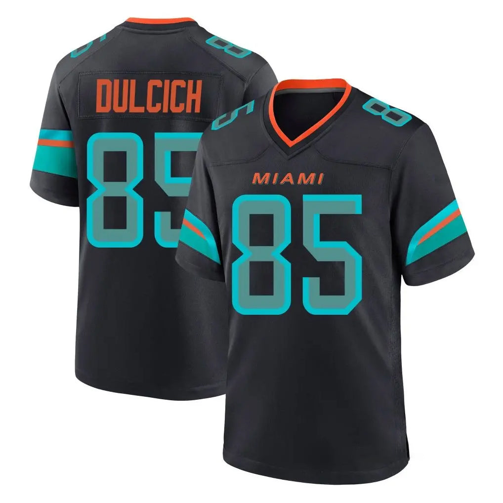BIPIHUC M.Dolphins #85 Greg Dulcich Player Black Pitch Rivalries Collection Home Game Stitched Jerseys