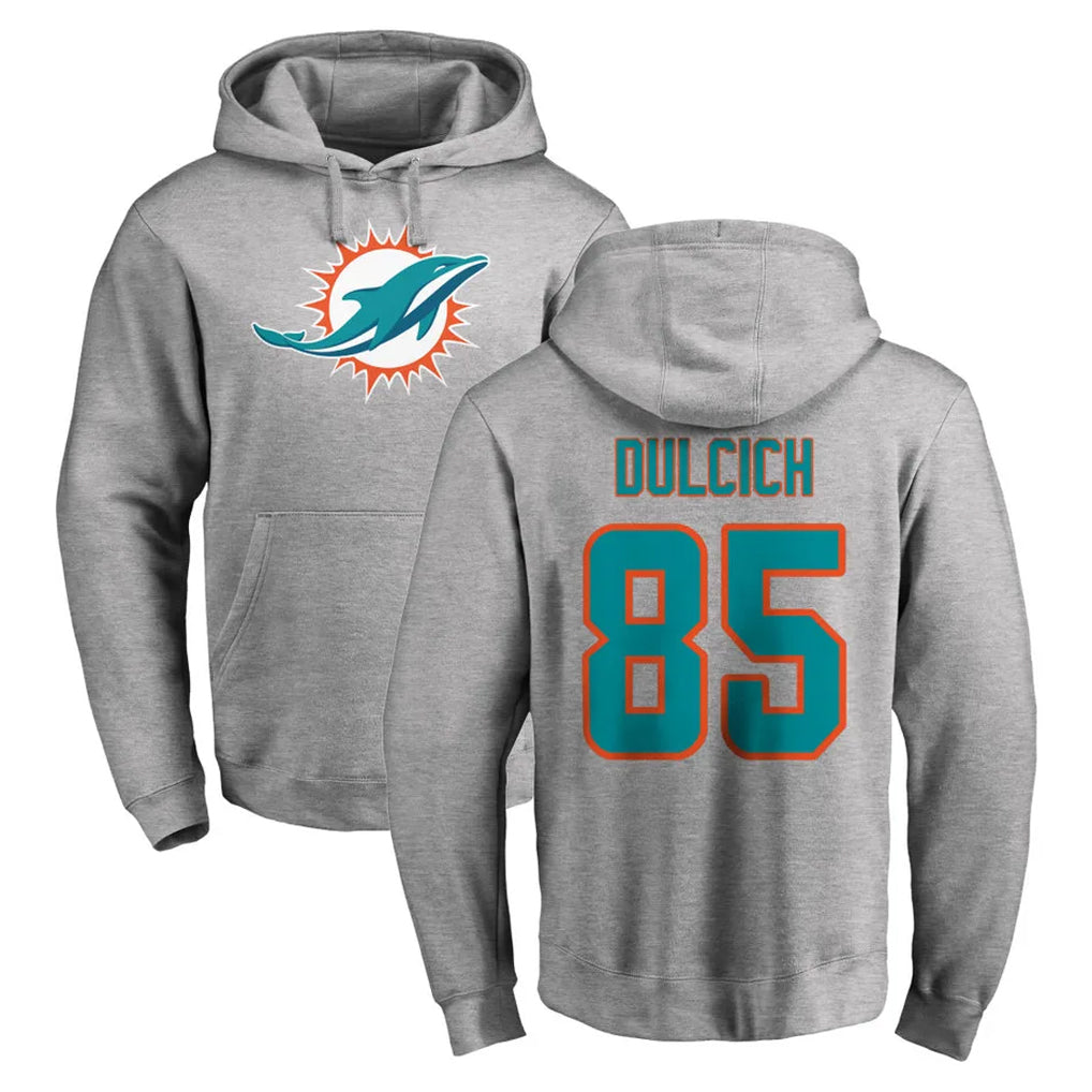 BIPIHUC M.Dolphins #85 Greg Dulcich Player Gray LOGO Pullover Hoodies Limited Stitched Jerseys