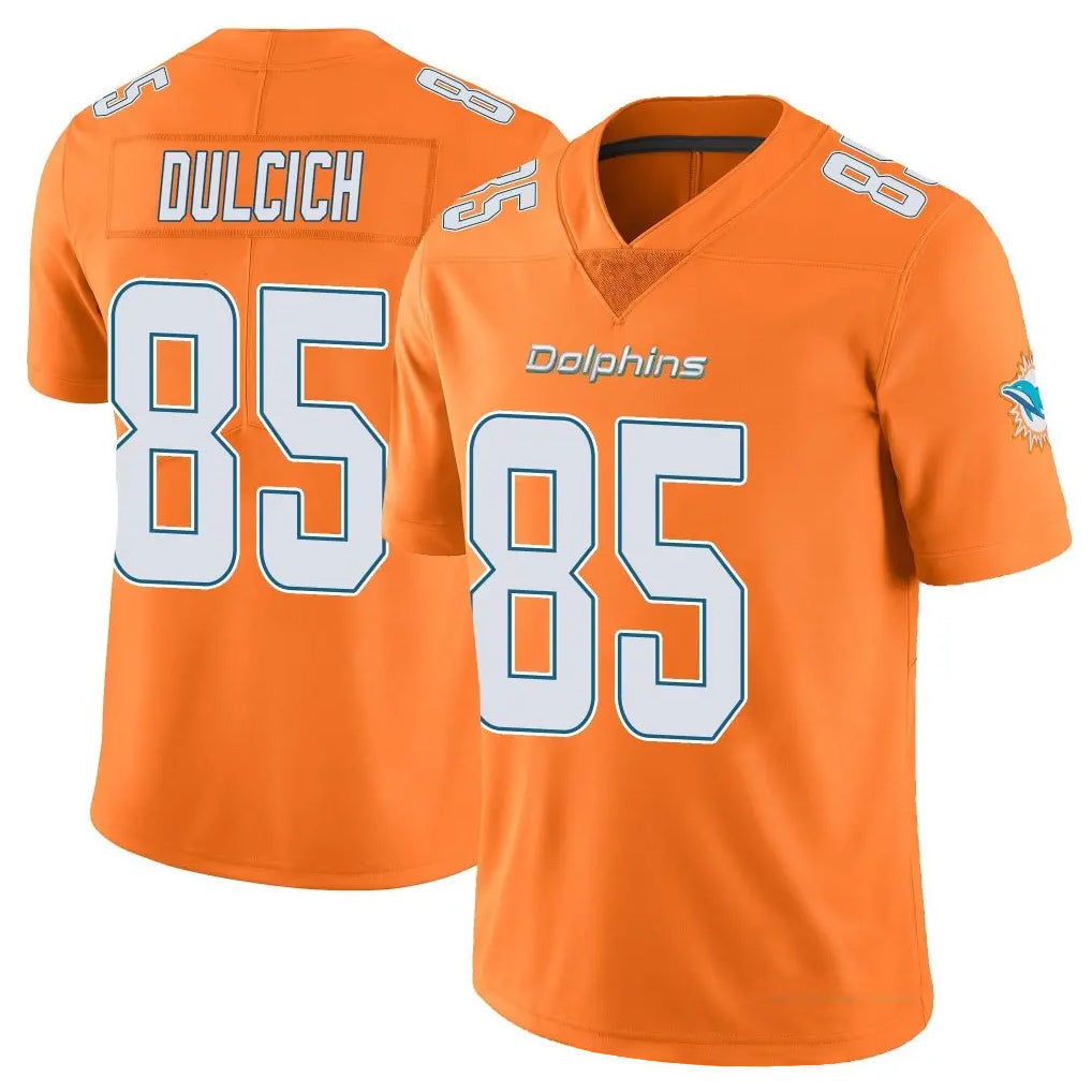 BIPIHUC M.Dolphins #85 Greg Dulcich Player Orange Limited Home Game Stitched Jerseys