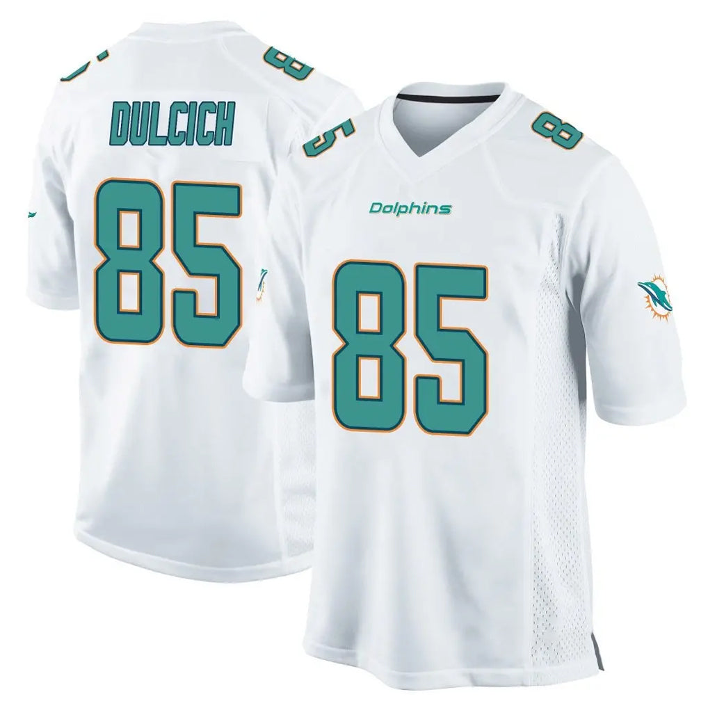 BIPIHUC M.Dolphins #85 Greg Dulcich Player White Home Game Stitched Jerseys