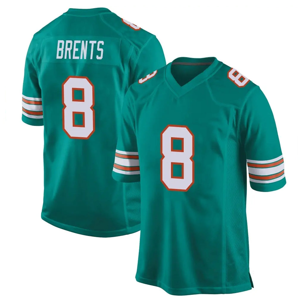 BIPIHUC M.Dolphins #8 JuJu Brents Player Aqua Alternate Home Game Stitched Jerseys
